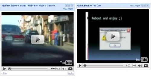 Gadget Example: YouTube Channel